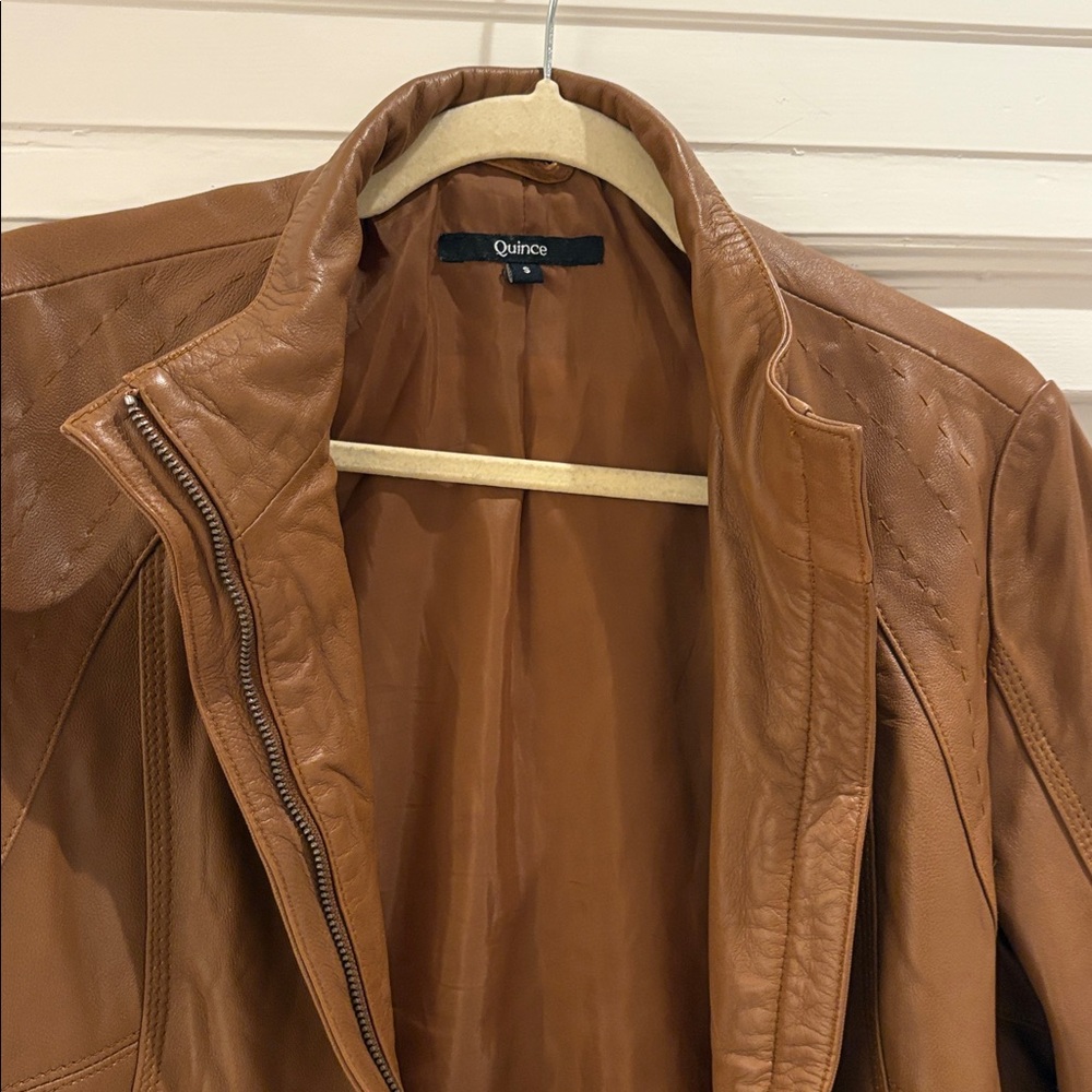 Quince Cognac Leather Jacket